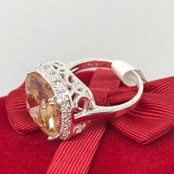 Pretty silver halo ring. peach cz white sa… - Picture 6 of 8